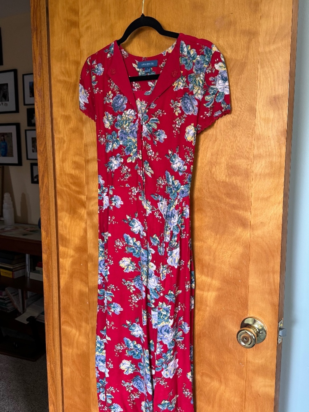 April Cornell Red Floral Maxi Dress Size Small